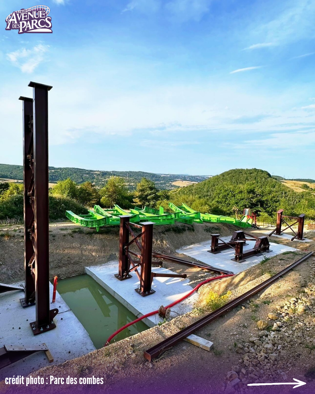 Chantier de la future attraction bis2fly au Parc des Combes